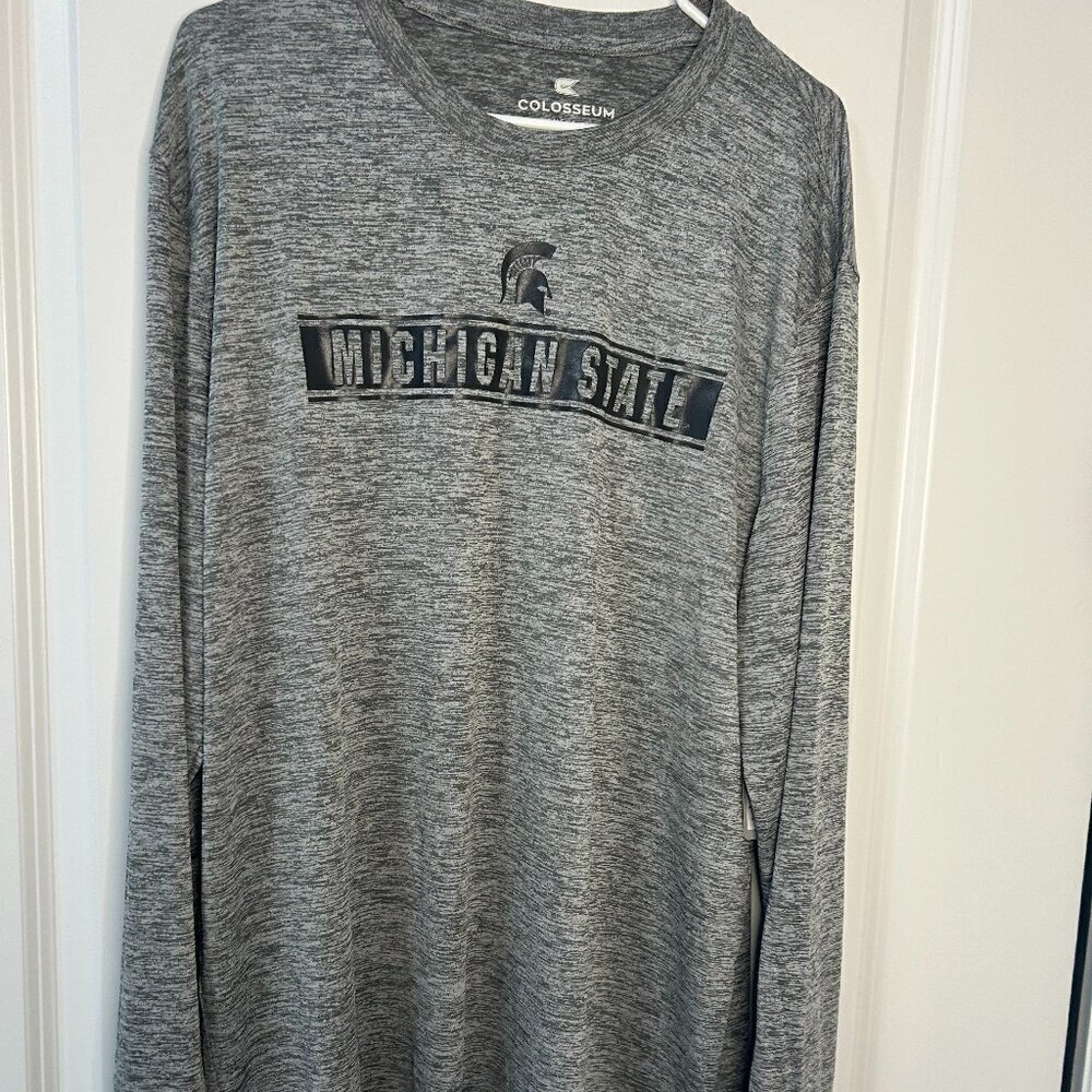 Men's Gray Michigan State Long Sleeve Dri Fit T Shirt Size XL NWT